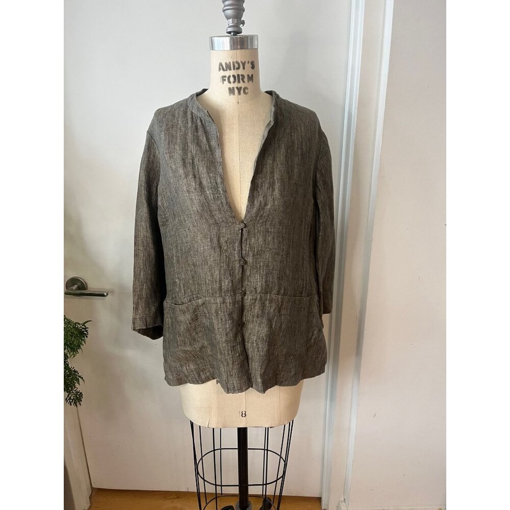 EILEEN FISHER  100% Linen Lagenlook 3/4 Sleeve minimalist Jacket